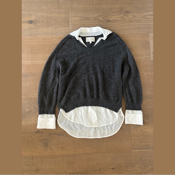 brochu walker gray v-neck layered pullover sweater the looker - Picture 2 of 6